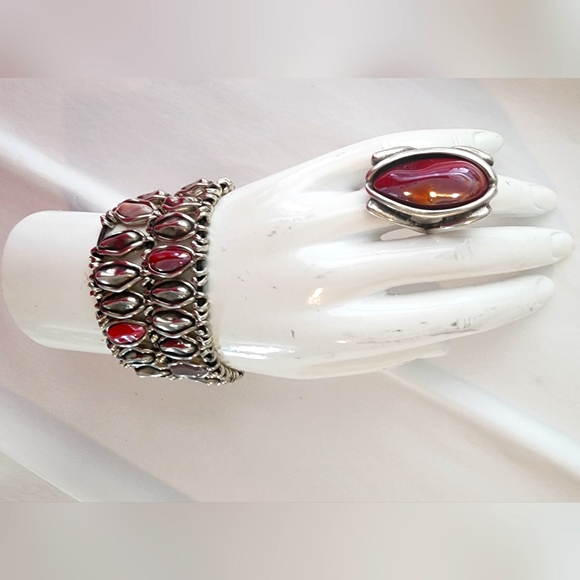 Ciclon Statement Bracelet - Silver & colorful Murano crystals with Leather - Picture 4 of 5